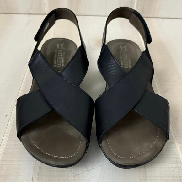 Mephisto Women's Slingback Crisscross Black Leather Sandals Women’s Sz 40 (US 9) - Picture 2 of 11